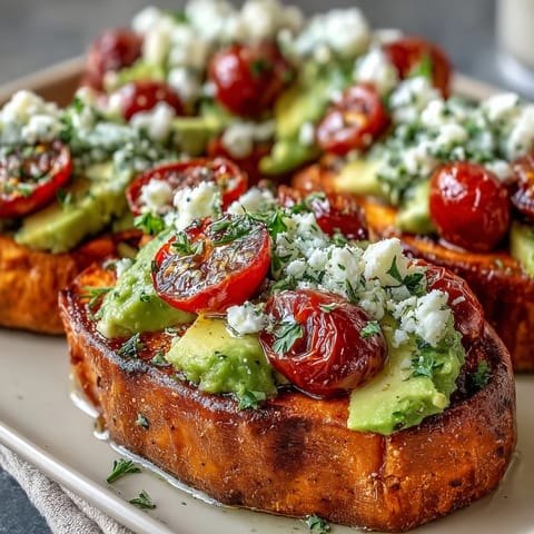 Peanut butter, sliced banana, and crunchy granola adorn warm sweet potato toast for a deliciously sweet snack.
