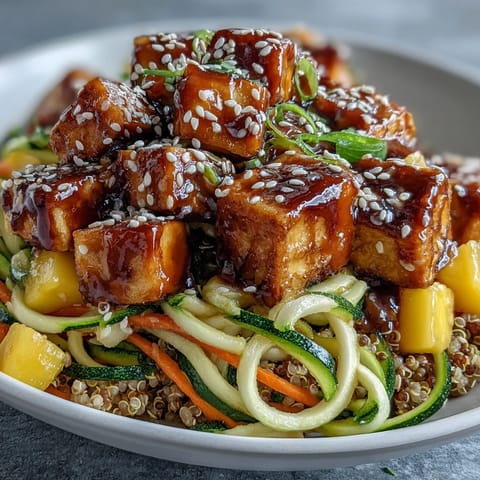 Sweet mango pieces and a glossy, homemade gluten-free teriyaki sauce add vibrant flavor to this nutritious meal.