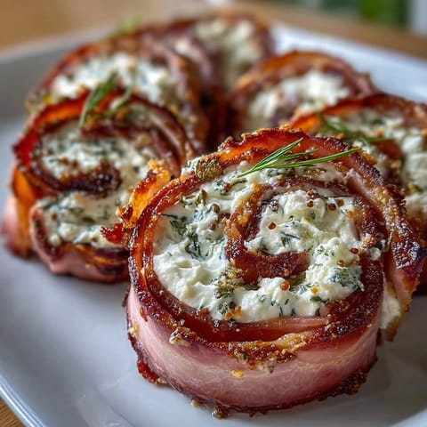 Ham, cream cheese, and pickle pinwheels on a white platter, arranged in a spiral pattern for a festive appetizer.
