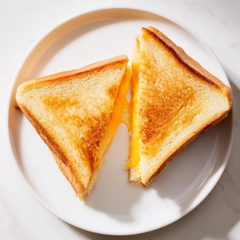 A handheld Grilled Cheese Sandwich resting on a checkered napkin, ready to be dipped into a warm bowl of tomato soup.