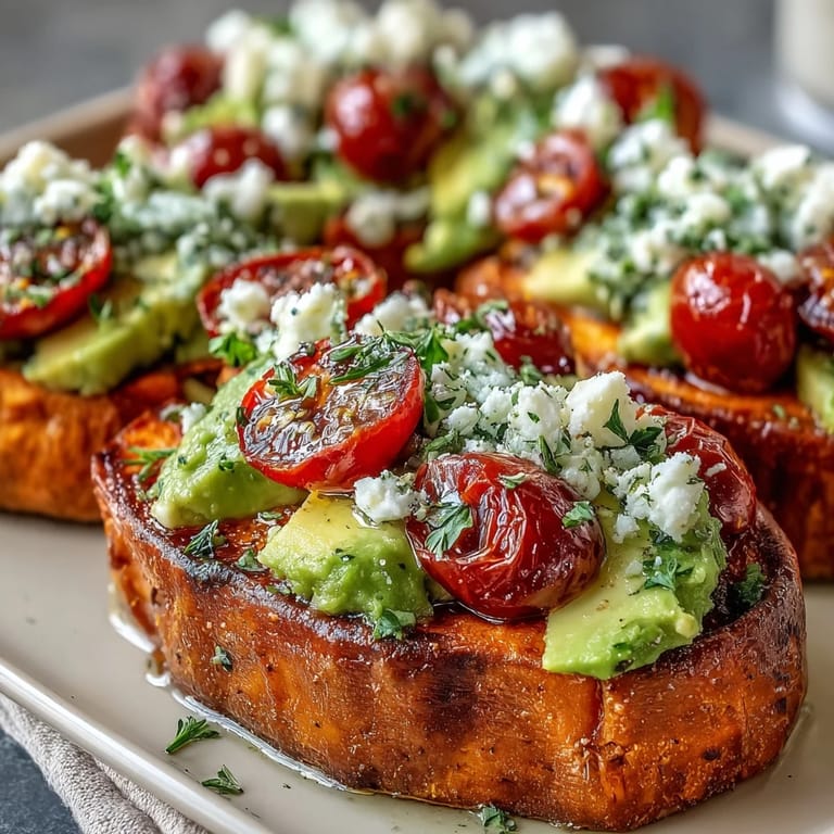 Peanut butter, sliced banana, and crunchy granola adorn warm sweet potato toast for a deliciously sweet snack.