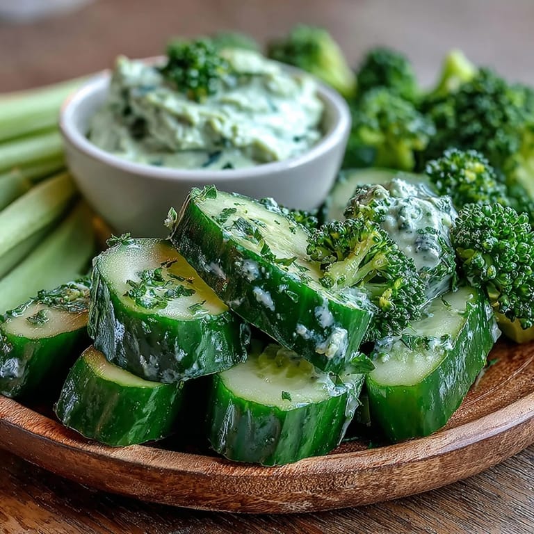 Colorful green snack board showcasing fresh vegetables and rich avocado ranch dip, ideal for parties or light meals.