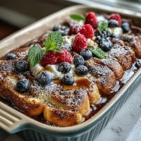 Fluffy pancake casserole layered with fresh berries and creamy custard, a perfect Mothers Day brunch centerpiece.