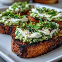 Vibrant Fava Bean and Mint Bruschetta on grilled sourdough, a fresh spring appetizer.