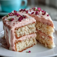 Pink Rosé Velvet Cake with gold drip, a celebratory dessert oozing elegance.